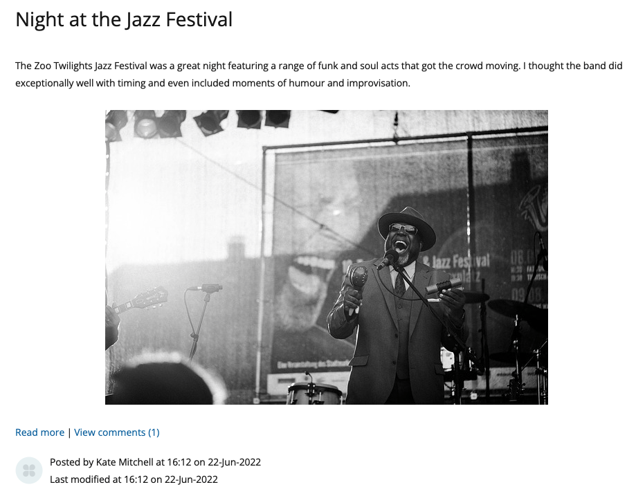 Image of jazz musician in a blog post